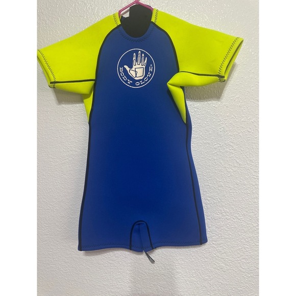 Body Glove Child's C4 Wetsuit Shorty Spring Suit Blue Neon Yellow Swim - Picture 1 of 8